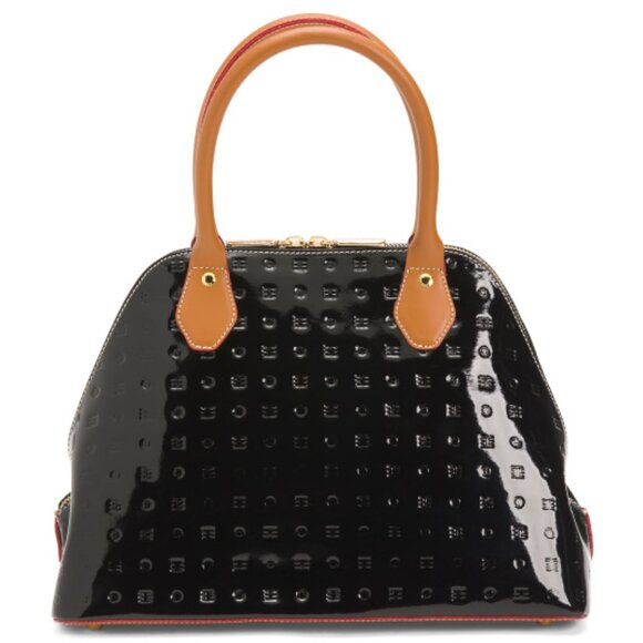 NWT ✅ ARCADIA Patent Leather Trapezoid Top Zip Satchel #1559 ✨ NWT & DUST BAG - Picture 3 of 16